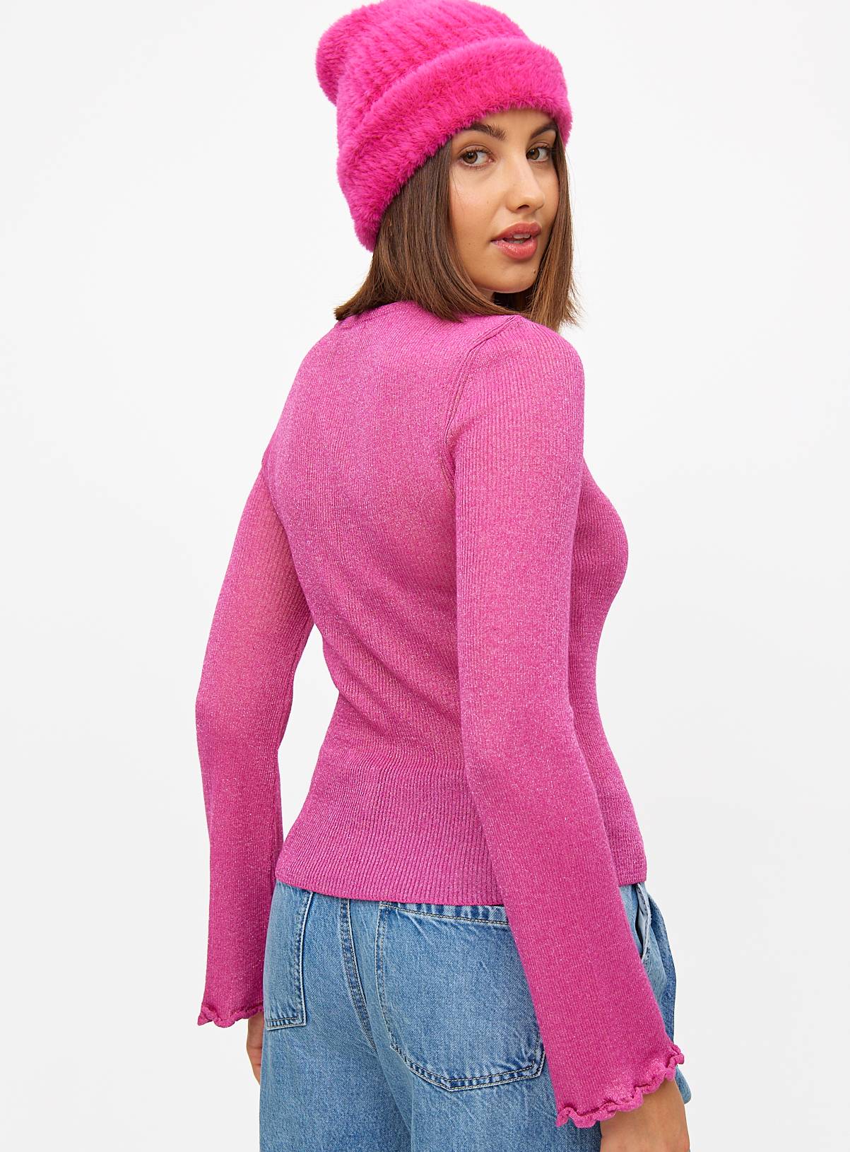 Bright Pink Ruffle Sleeve Jumper 12 - Image 4
